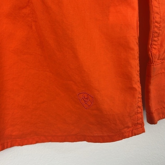 Ariat Embroidered Orange Western Metal Snap Button Long Sleeve Top Size M Womens - Picture 6 of 12